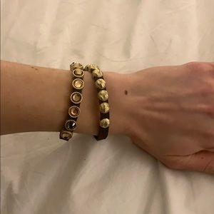 Wrap leather bracelet with gold charms